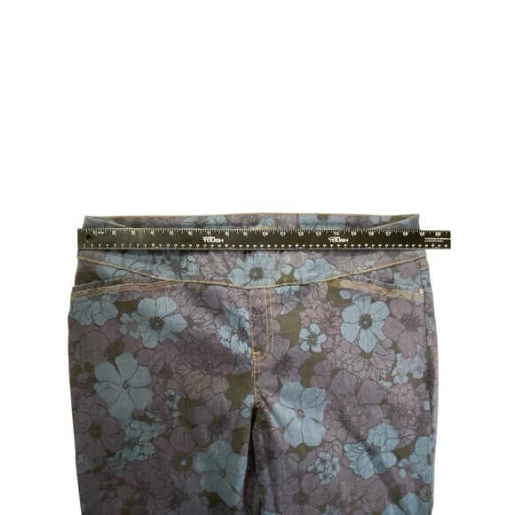 Van Heusen Womens Floral Print Stretch Pants Size 16 Short Blue Black - Picture 8 of 11